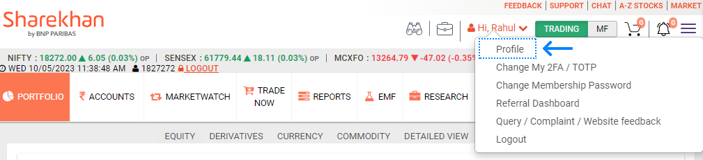 Sharekhan Profile Page